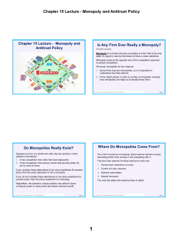 Chapter 15: Monopoly and Antitrust Policy