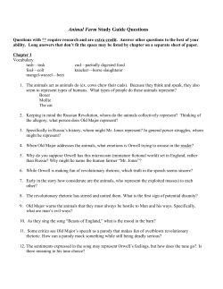 English 10 Honors Animal Farm Study Guide Questions