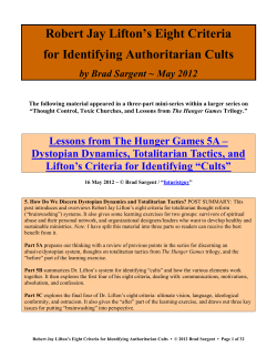 Robert Jay Lifton`s Eight Criteria for Identifying