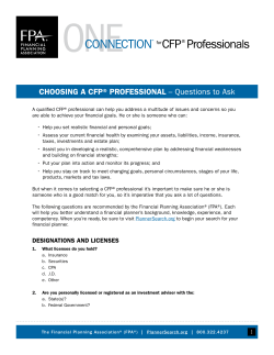CHOOSING A CFP&reg; PROFESSIONAL &ndash; Questions