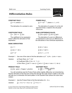 Differentiation Rules - VCC Library