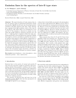 Emission lines in the spectra of late-B type stars