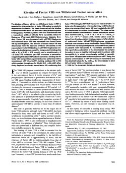 Kinetics of Factor VIII-von Willebrand Factor