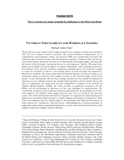Michael Ashley Stein, Victorian Tort Liability for Workplace Injuries