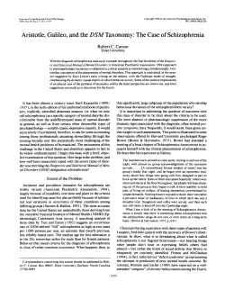 Aristotle, Galileo, and the DSM Taxonomy: The Case of Schizophrenia