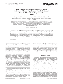 NMR Chemical Shifts of Trace Impurities: Common Laboratory