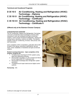 D 35 10 0 Air Conditioning, Heating and Refrigeration (HVAC