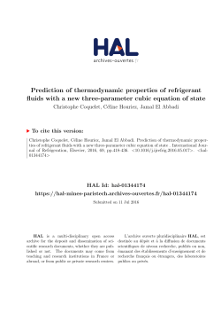 Prediction of thermodynamic properties of refrigerant fluids with a