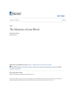 The Mysteries of your Blood - Digital Commons @ Butler University