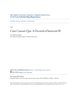 Cum Causam Que: A Decretal of Innocent III