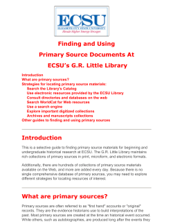 Guide to Primary Sources