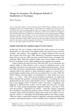 Ortega for president: the religious rebirth of Sandinismo in Nicaragua