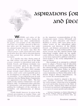 Aspirations for Education in the &ldquo;New&rdquo; and Free Nations of