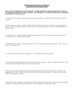 Optional Extra Practice: Section 5.2 Quadratic Word Problems (ZPP)