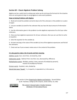 Section 6D &ndash; Classic Algebraic Problem Solving
