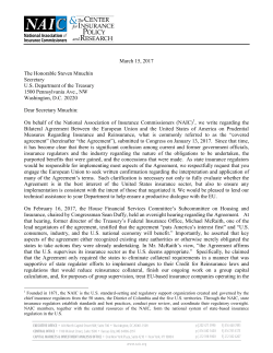 March 15, 2017 The Honorable Steven Mnuchin Secretary U.S.