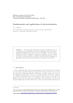 Fundamentals and applications of electrochemistry