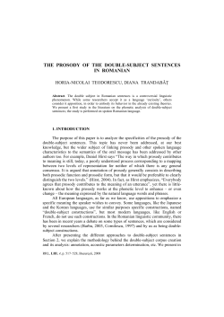 the prosody of the double-subject sentences in romanian