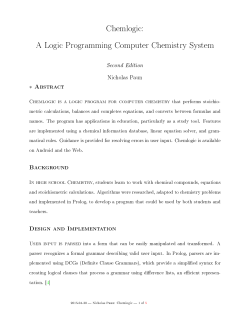 Chemlogic: A Logic Programming Computer Chemistry System, 2ed.