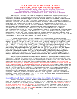 BLACK Slavery As the Curse of HAM