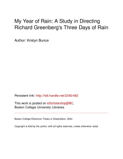 My Year of Rain: A Study in Directing Richard