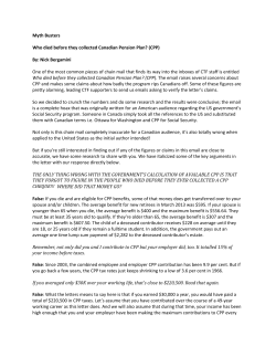 Myth Busters Who died before they collected Canadian Pension Plan?