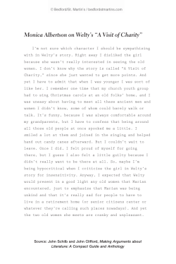 Monica Albertson on Welty`s &ldquo;A Visit of Charity&rdquo;