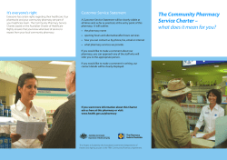 The Community Pharmacy Service Charter &ndash; what does it mean for