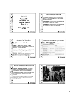 Personality Disorders and Impulse Control Disorders Personality