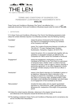 Recruitment Services Contingency Terms and Conditions