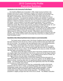 2015 Community Profile Executive Summary