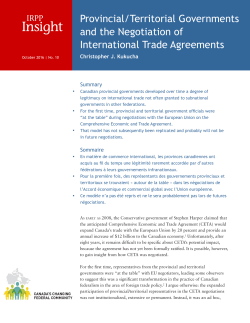 Provincial/Territorial Governments and the Negotiation of