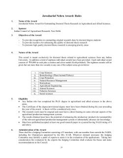 Jawaharlal Nehru Award: Rules - Indian Council of Agricultural
