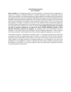 Admission to Trading of Additional Swedish Depository Receipts