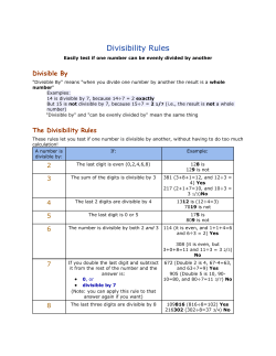 Divisibility Rules
