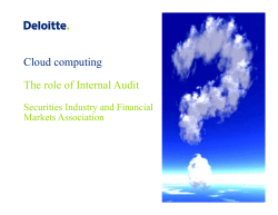 Cloud Computing: The Role of Internal Audit