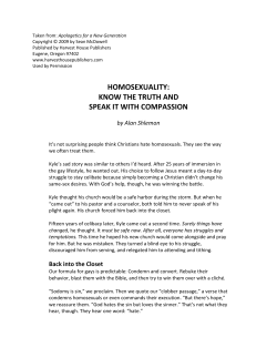 Homosexuality: Know the Truth and Speak it with Compassion