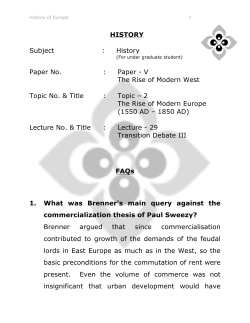 HISTORY Subject : History Paper No. : Paper