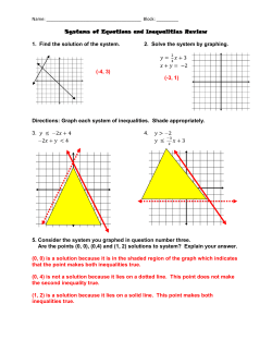 Systems of Equations and Inequalities Review 1. Find the solution of