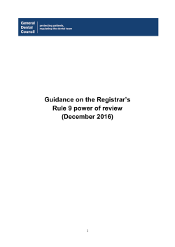 Guidance on the Registrar`s Rule 9 power of review (December 2016)