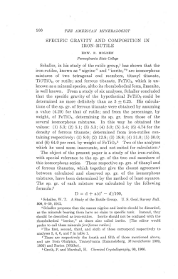 1OO THE AMERICAN MINEnALOGIST SPECIFIC GRAVITY AND