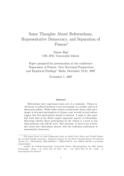 Some Thoughts About Referendums, Representative Democracy