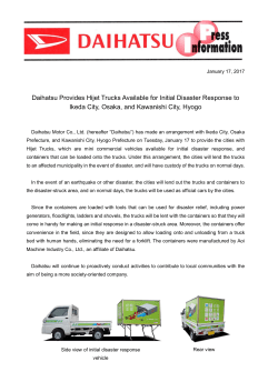 Daihatsu Provides Hijet Trucks Available for Initial Disaster