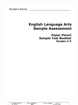 ELA Paper Pencil Sample Test Booklet Grades 3-5