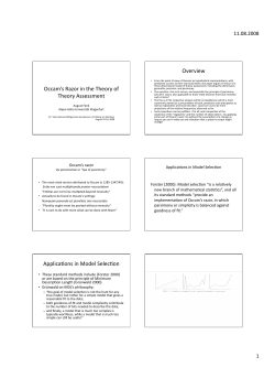 Occam`s Razor in the Theory of Theory Assessment Overview