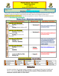 Classroom Activities Homework Speaking Activities : Adverb Suffixes