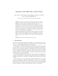 Security of the AES with a Secret S-box