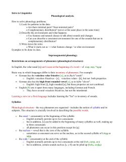 Intro to Linguistics Phonological analysis. How to solve phonology
