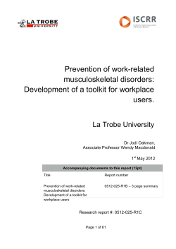 Prevention of work-related musculoskeletal disorders: Development