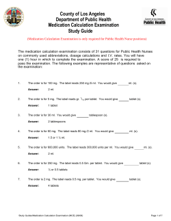 County of Los Angeles Department of Public Health Medication